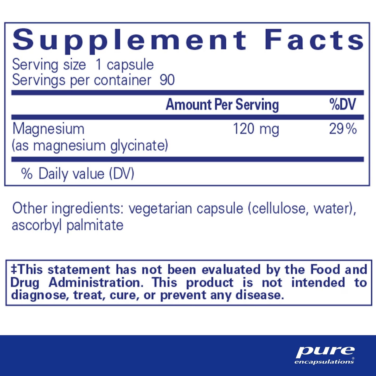 Magnesium Glycinate 120mg - 90 ct.
