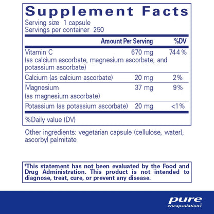 Buffered Ascorbic Acid Capsules - 250 count